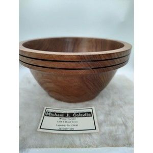 Turned Wood Walnut Bowl Deep By Michael J. Colavita Signed 9 X 5